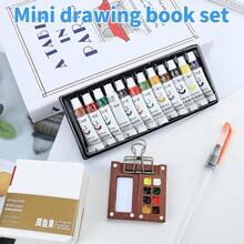 Paint Palette Travel Kit, Watercolor Paint Set, 2.36 Wooden Grid Paint Box, Portable Artist Watercolor Travel Set Painting Parties And Art Paintings - 棕色 - 查看 7
