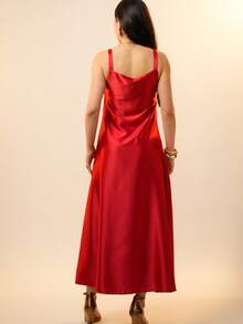 Italian Style Boat Neck Sleeveless Fitted Dress For Women - 紅色 - 查看 7
