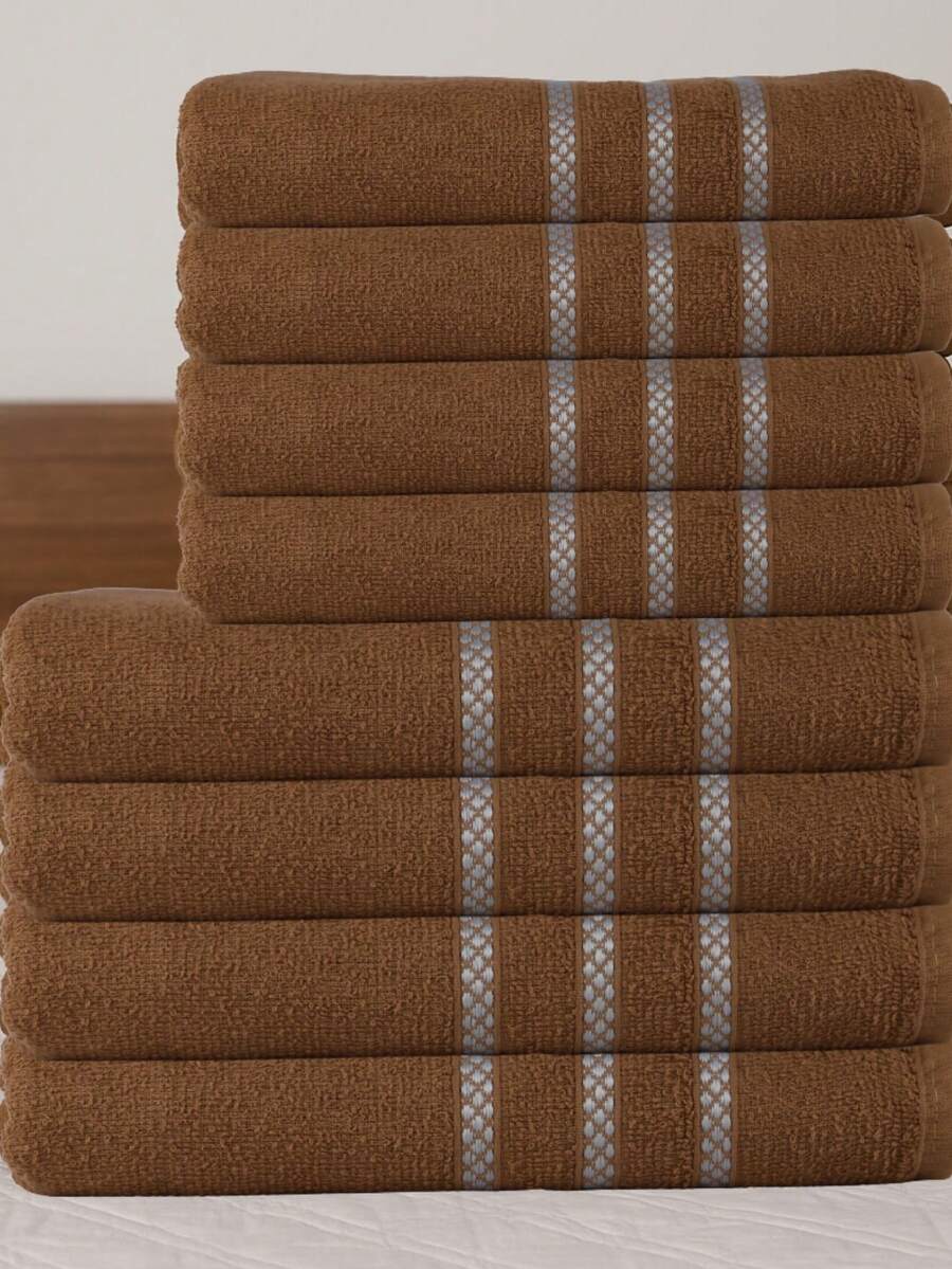 KIT 8 Toalhas CRISTAL - (4 banho + 4 rosto) 100% ALGODÃO - TOALHAS K&C - Marrom - Visão 1