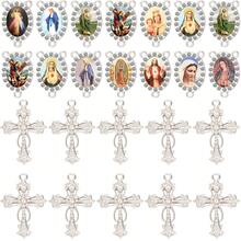 12 Stücke zufällig gemischte 3-Loch Anhänger Charms mit Kreuz, geeignet für DIY Rosenkranz Armband, Halskette usw. (6 Stücke + 6 Stücke)