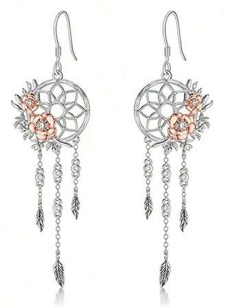 1 Pair Elegant Luxury Dreamcatcher Tassel Long Earrings, Jewelry Gift Suitable For Women's Daily, Party, Travel Wear