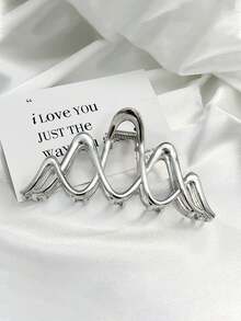 1pc Luxury Metallic Hair Clip - Oversized Gold & Silver Metal Claw Clip For Thick Hair, Women's Elegant Back-Of-Head Hair Accessory Fall Winter Hair Accessories For Women Bows For Vacation Outfits Woman Fashion Hair Clutch