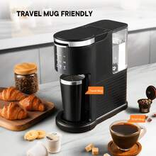 SHARDOR 3 In 1 Single Serve Coffee Maker For Ground Coffee & Teas, 6 To 14oz Brew Sizes, With 40oz Removable Water Reservoir, Self-Cleaning Function. - Black - View 5
