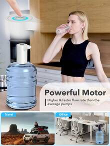 1pc Water Bottle Water Dispenser, Complimentary USB Charging Cable, Silicone Water Pipe, Portable USB Charging Electric Water Pump, Household, Kitchen, Living Room, Office And Camping Water Bottle Pump