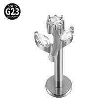 1 件钛心形氧化锆唇环内螺纹 CZ 花形唇钉耳屏耳软骨扁平穿孔鼻环饰品 - 鈦原色 - 查看 13