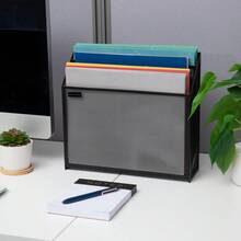 Almacenamiento Vertical de Archivos Mind Reader, Organizador de Escritorio, Espacio de Trabajo, Oficina, Malla Metálica, 12.5L x 3.75x 11.5H, Negro - Negro - Ver 6