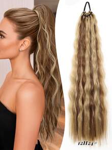 Extensión de cola de caballo sintética rizada de 24 pulgadas con cuerda elástica para el cabello, accesorios de cabello para uso diario y fiestas, extensiones de cabello sintético largo y rizado de alta temperatura para mujeres - Multicolor - Ver 20