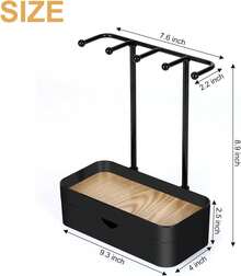 Jewelry Holder Organizer, Jewelry Display Stand With Metal Holder And Plastic Tray, Black Double-Layer