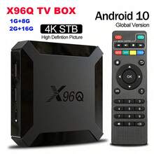 Caja de TV inteligente Android 10.0 X96Q Allwinner H313 Quad Core TVBOX 1GB 8GB 4K 2.4G Wifi Caja superior rápida 2GB 16GB