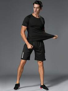 2pcs Men's Summer Casual Loose Shorts, Solid Color Comfortable, Suitable For Gym, Outdoor Sports - Black - View 6