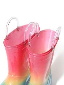 1 Pair Adorable Princess-Style Colorful Crystal Rain Boots, Soft & Durable Soles, Seamless Round Toe, High-Top Design, Lightweight Body, Girls/Toddlers Rain Boots For School, Camping, Beach, Outdoor, Sturdy Double Handles, Shiny Crafted Uppers, Suitable For All Seasons