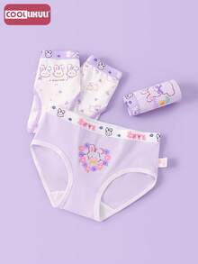 Coollikuli 4 Packs Simple Cotton Triangle Briefs For Girls Cartoon Rabbit Print Big Girl Baby Comfortable Soft Briefs Four Seasons - Multicolor - View 2