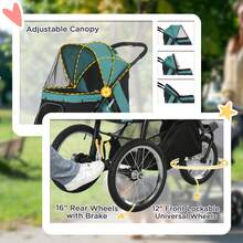 PawHut 3 Wheel Pet Stroller, For Medium Small Dogs, Foldable Cat Pram - Green - Green - View 7