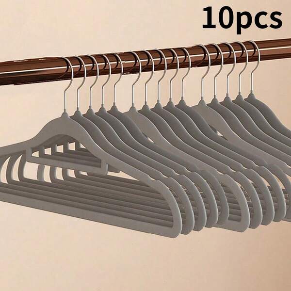 10 cabides antiderrapantes, resistentes à água e não molhados, sem ranhuras nos ombros - cabides duráveis para guarda-roupas, banheiros, quartos e lojas, adequados para casa, dormitório, armários, cabides de roupas, cabides de veludo premium para agasalhos, calças e roupas formais. Cabides resistentes com design fino, cabides multiuso para roupas secas/molhadas em guarda-roupas, banheiros, conjunto de cabides de feltro que economizam espaço.