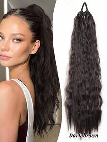 Extensión de cola de caballo sintética rizada de 24 pulgadas con cuerda elástica para el cabello, accesorios de cabello para uso diario y fiestas, extensiones de cabello sintético largo y rizado de alta temperatura para mujeres - Multicolor - Ver 17