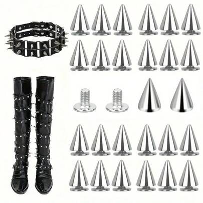 200pcs/100pcs/50pcs Cool Punk Rivets For DIY Leather Craft - 7mm X 9.5mm BulletTapered Nails And Etal Studs