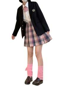 Female Leg Warmer, Adults Solid Color Ribbed Leg Sleeve Long Tube Knitted Stocking For Spring Fall Winter - Pink - View 2