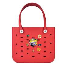 1pc Large Women's Beach Bag, Large Capacity Geometric Pattern Open Design Beach Bag, Waterproof And Sandproof Multifunctional EVA Handbag, EVA Tote Bag, Rubber Vegetable Basket Bag, Suitable For Beach, Swimming Pool, Vacation, Travel, Camping - Fashionable And Casual Shopping Bag - 彩色 - 查看 14