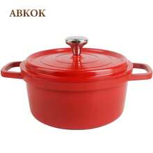 ABKOK 20cm/24cm Red Aluminum Cooking Pot With Lid, Stovetop Multifunctional, Non-Stick & Durable, Kitchen Utensil For Home/Camping