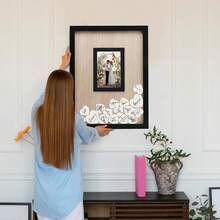 Wedding Guest Book, Drop Top Frame Sign Book With Wooden Hearts Wedding Decor, Guest Book For Wedding, Memory Box, Bulletin Board Decor, Wedding Message Board Photo Frame, Guest Book Alternatives, Suitable For Weddings Baby Showers, Birthday Party, Graduations, Retirement Gift, Wedding Anniversaries, School Supplies, School Essentials - 黑色 - 查看 2