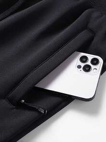 1pc Men's Thickened Fleece Outdoor Hiking Sports Casual Drawstring Pants, Autumn/Winter