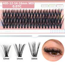 60 件簇状睫毛仿貂皮睫毛 40D 0.07C 卷翘浓密睫毛 12-14-16 毫米自然外观 3D 假睫毛单根 DIY 睫毛延长睫毛簇、睫毛簇、单根睫毛、睫毛、假睫毛 - C - 查看 9