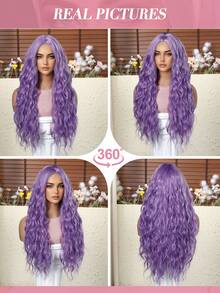 26 Inch Long Deep Wave Purple Wig; Wigs For Women, Carnival; Kpop, K Pop; Y2k; Cosplay, Heat Resistant Fiber Women's Wigs With Adjusting Belt Rose Net; Halloween; Dopamine Style; Fluffy Hair Net; Christmas; Festive Atmosphere; Back To School; Musthave For Beginners; Rose Net Hat; Comfortable To Wear; High Quality; Matte High Temperature Silk; Unique Wig; Voluminous - 紫色 - 查看 8