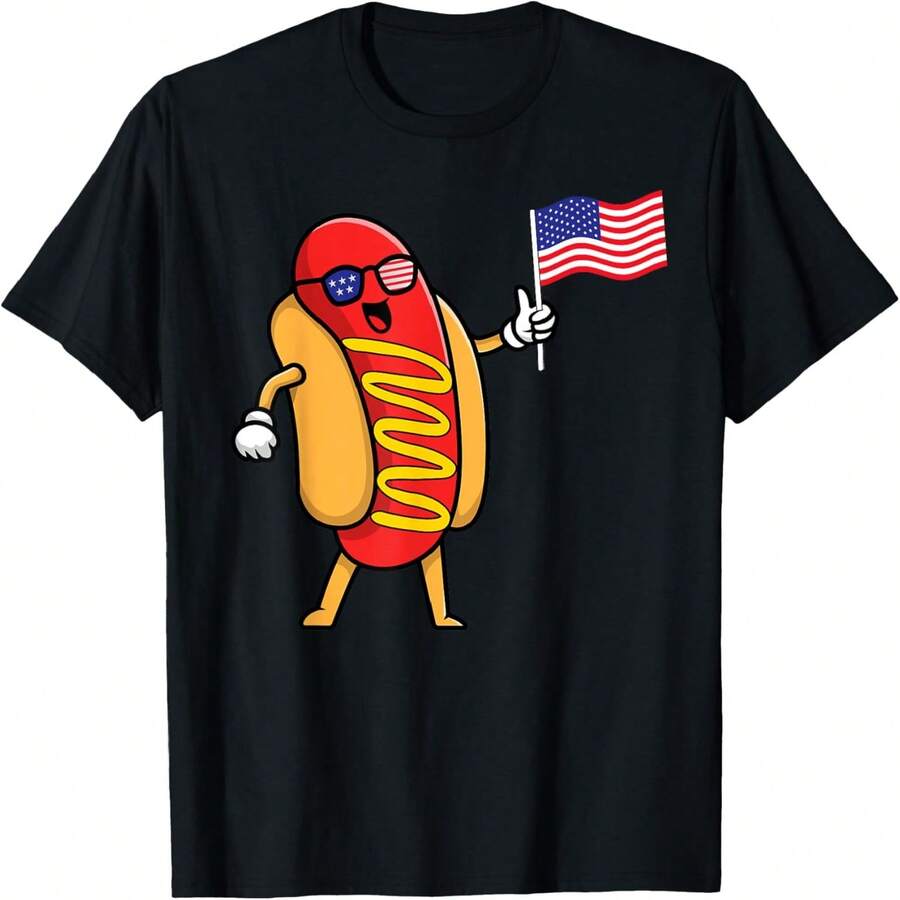 4th Of July Hot Dog Hotdog 4th Of July Shirts Boys Men Women T-Shirt - màu đen - Xem 1