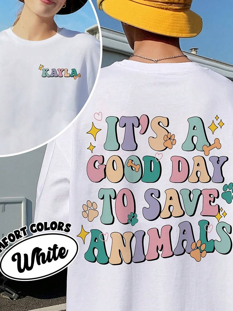 It's A Good Day To Save Animals, Custom Vet Tech , Veterinarian Gift, Animal Lover Shirt, Dog Lover Vet School Gift220G Cotton Everyday T-Shirt – Feels Like A Hug, Wears Like A Clic – Perfect For Family Photos, Team Events, DIY Printing, Or Lounging – Gift It For Birthdays, Father's Day, Mother's Day, Or Just Beuse Mots - 白色9 - 查看 1