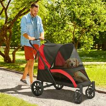 PawHut Foldable Pet Stroller For Large Dogs, Red/Black - Black - View 1
