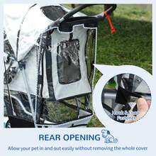 PawHut Dog Stroller Rain Cover W/ Rear Entry, Cover, For Dog Pram - White - View 5