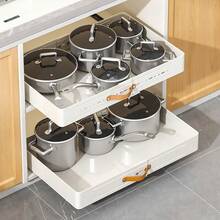 Caja de almacenamiento extraíble de acero al carbono de 1 pieza, cesta para cajón de cocina, estante para especias debajo del fregadero, ancho ajustable - Blanco 35-51cm - Ver 5