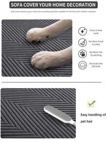 1PC Polar Fleece Jacquard Sofa Cushion Cover, Beautiful Decorative Sofa Cushion Cover, Pet-Proof Sofa Dust-Proof Elastic Sofa Cushion Cover, Jacquard Lines, Solid Black Color, Simple And Elegant, Waterproof, Non-Slip, Machine Washable, Suitable For L-Shaped Sofa 1/2/3/4 Seats, Spring, Summer, Autumn And Winter Seasons - Black - View 11