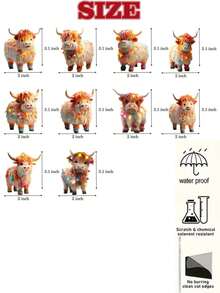 10 Pieces/Set-2025 Christmas Decorations - Double - Sided Highland Cow Acrylic Ornament, Hanging Christmas Tree Decor & Holiday Home Gift - Multicolor - View 2