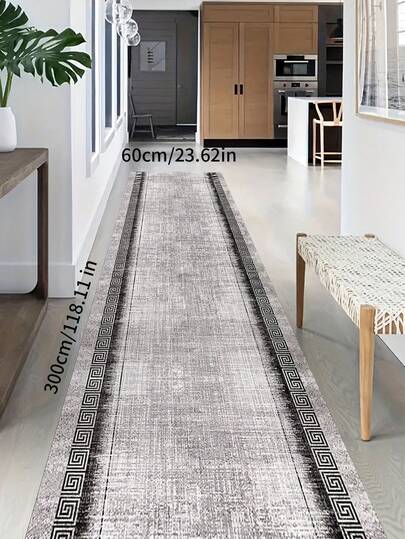 Tapis à motif avec fond gris et imprimé noir au dos. Tapis d'intérieur et d'extérieur pour l'entrée, le salon, la chambre, la cuisine, le bureau, la décoration de la maison