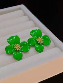 一对简约甜美树脂花耳环 - 白色 - 查看 16