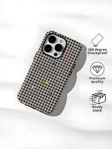 Minimalist Heart Striped Plaid Full Coverage Large Hole Anti-Drop Design Anti-Slip English Film Shell New Apple 17 Phone Case, Compatible With IPhone 16, 15, 14, 13, 12, 11, PRO MAX, PLUS Models - Multicolor - View 3