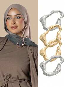 2/4个新款时尚金属丝巾扣，用于固定装饰性丝巾。 - 圍巾扣 - 查看 9