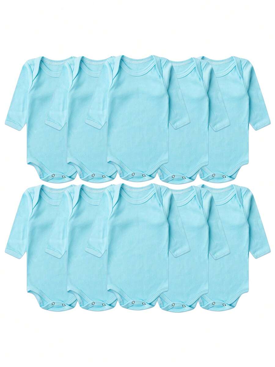 Kit Bebê (10 Peças) Body Canelado Turquesa Manga Longa (RN/P/M/G) - Azul Petróleo - Visão 1