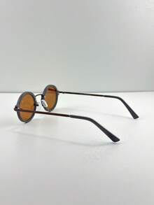 [Betsy]Unisex Vintage Metal Round Sunglasses – Retro Style, Lightweight Comfort & Iconic Look - 琥珀色布朗 - 查看 3