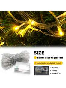 1 Pc LED Lights Battery Operated - Multi-Length, Fairy Lights For Wedding, Halloween, Fall And Festival Home Decor Decoration, Garden, Party, Christmas Tree Indoor Outdoor Decorations, Travel Essential - 1 đèn ấm - Xem 5