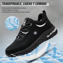 Tenis De Seguridad Zapatos Industrial Trabajo Mujer Hombre - Negro - Ver 6
