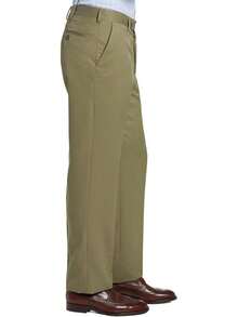 Men's Cozy Expandable Waist Dress Pants| Stretch Weave Work-To-Weekend Pants - Olive - View 2