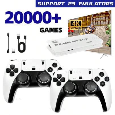 M15 Retro Gaming Joystick, 4K Output, Wireless Controller, Plug And Play, Built-In 20,000+ Games, Supports PS1, NES, GBA And Arcade Games, Arcade Game Console