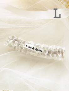 Satin Lace Wedding Garter, Customizable Name Date Letter Embroidery, Faux Pearl Double Layer Adjustable Plus Size Garter, Wedding Keepsake - Multicolor - View 23