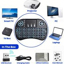 Upgraded Backlit Mini Keyboard Wireless 2.4GHz Keyboard Touchable Portable With Touchpad Mouse And Built-In Rechargeable Battery Compatible With Google Smart TV Android Box Windows Laptop - Black - View 3