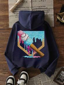 1 Áo nỉ có mũ lót giữ nhiệt cho bé trai tuổi mới lớn, Quần áo ấm áp và thoải mái cho trẻ em, Thích hợp cho bé trai tuổi mới lớn vào mùa thu/đông, Thường ngày/Phong cách/Hàng ngày/Thời trang dạo phố/Ngày lễ/Trường học/Unisex/Cá nhân hóa - Màu xanh hải quân - Xem 3