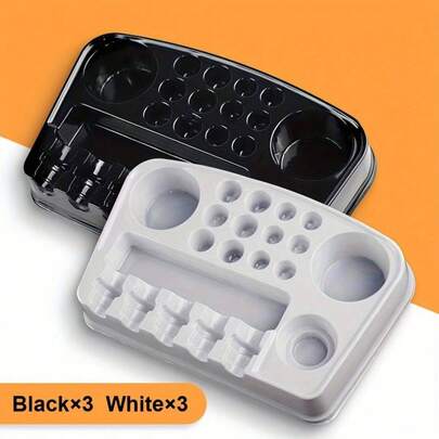 Paleta de tatuagem em preto e branco, pode ser carregada com cores diferentes, pode ser carregada com cores diferentes, tatuadores usam materiais descartáveis para colorir, tatuadores podem usar agulhas de tatuagem como porta-agulhas, adequado para tatuadores usarem