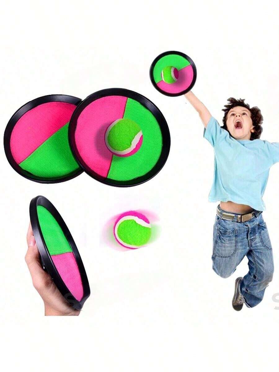 1Set Kids Sucker Sticky Ball Toy 2 Sizes Available Outdoor Sports Catch Ball Game Set Throw And Catch Parent-Child Interactive Outdoor Toys Kindergarten Activity Teaching Aids