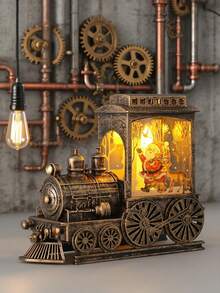 1pc-3D Christmas Train Night Light Decoration,Santa Claus Train LED Lights Festive Snowman, Reindeer Christmas Tree Design Beautiful Plastic Freestanding Upper Lights With Button Battery For Home ,Office Or Various Room Types Holiday Decor Christmas Decorations Winter Room Decor